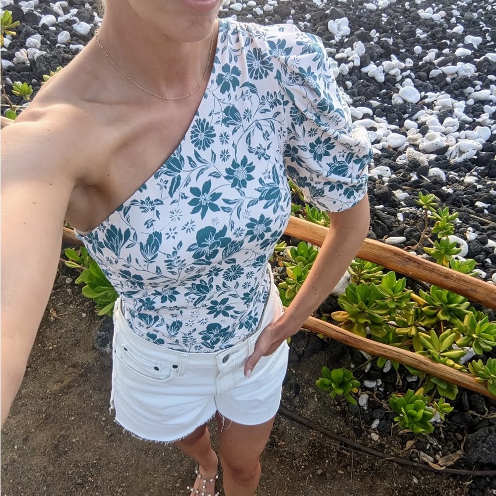Free People Floral One-Shoulder bodysuit